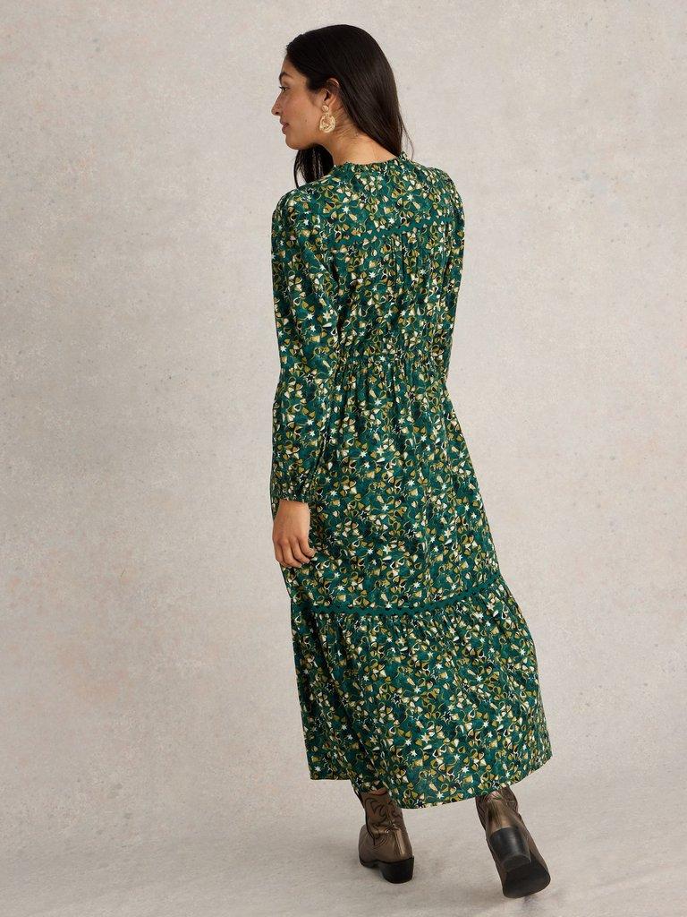 Lotus Maxi Dress in GREEN PR - MODEL BACK