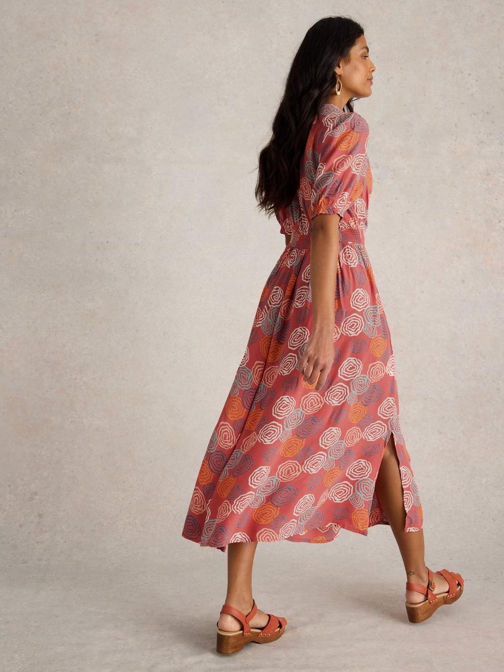 Hazel Bias Cut Dress in PINK PR - MODEL BACK