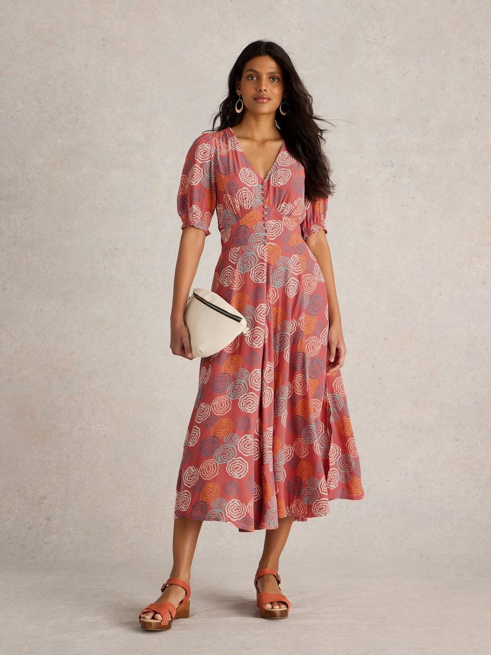 Hazel Bias Cut Dress in PINK PR - MODEL FRONT
