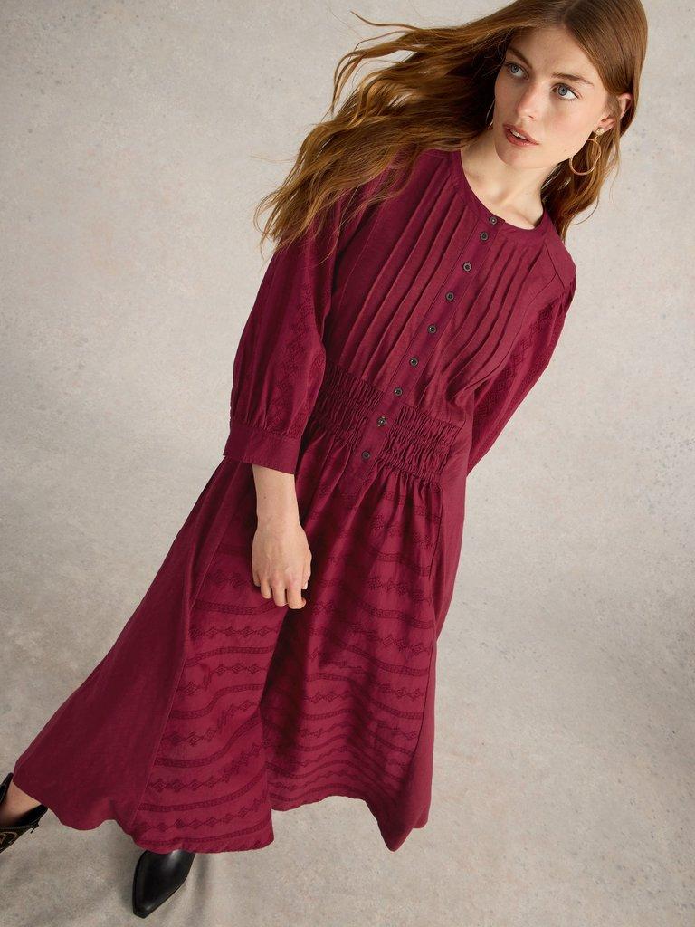 Celeste Jersey Midi Dress in DK RED - LIFESTYLE