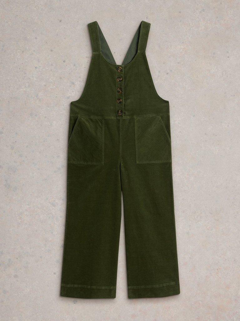 Viola Cord Dungaree in DK GREEN - FLAT FRONT