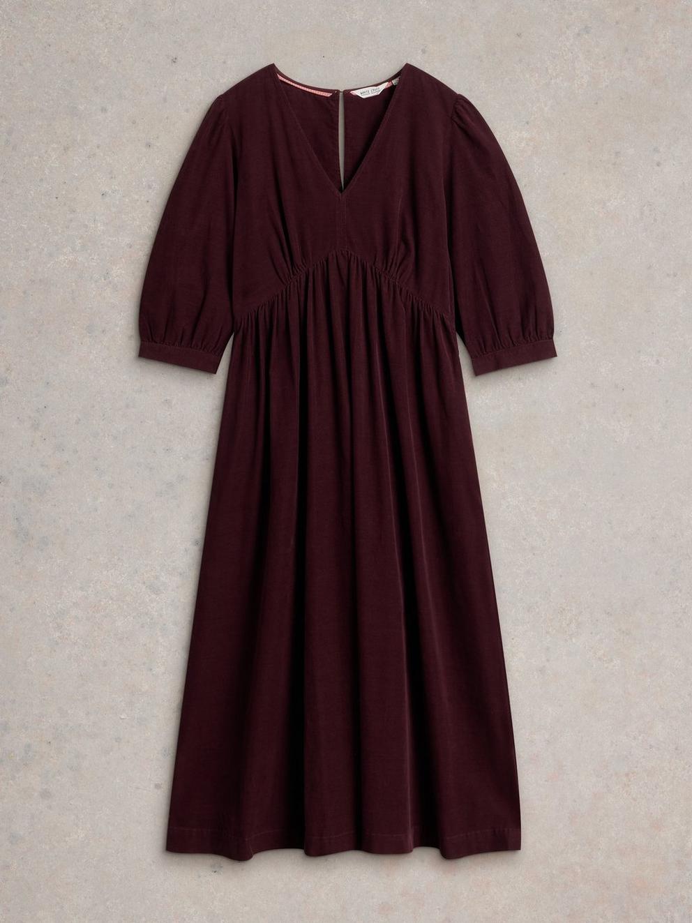 Lucy Cord Dress in DK PLUM - FLAT FRONT