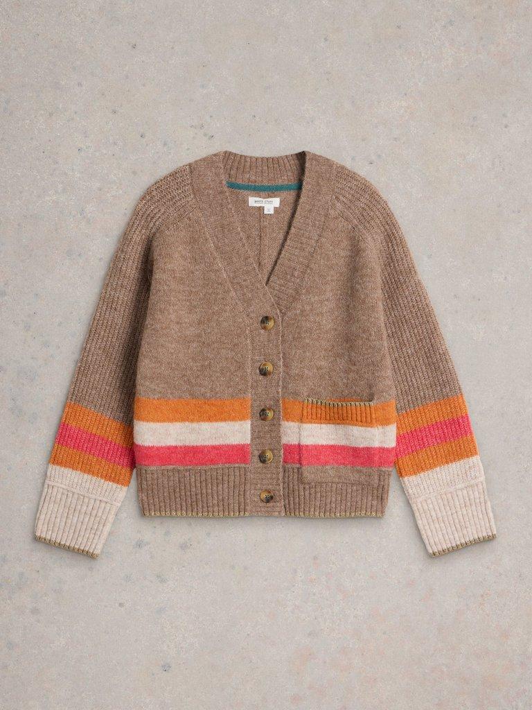 JUDI STRIPE CARDI in NAT MLT - FLAT FRONT