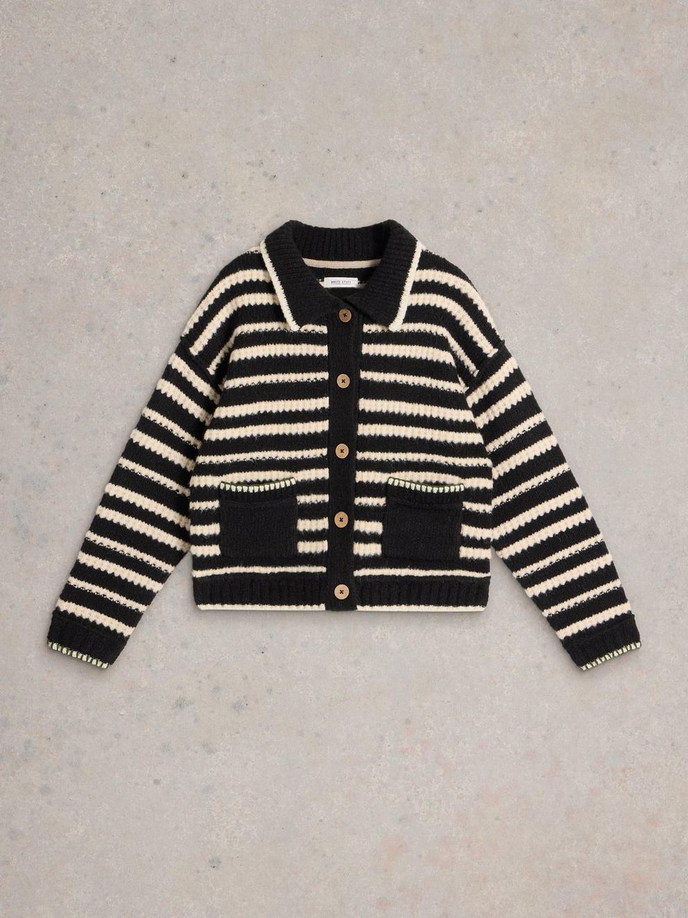 TYLER CARDI in BLK MLT - FLAT FRONT