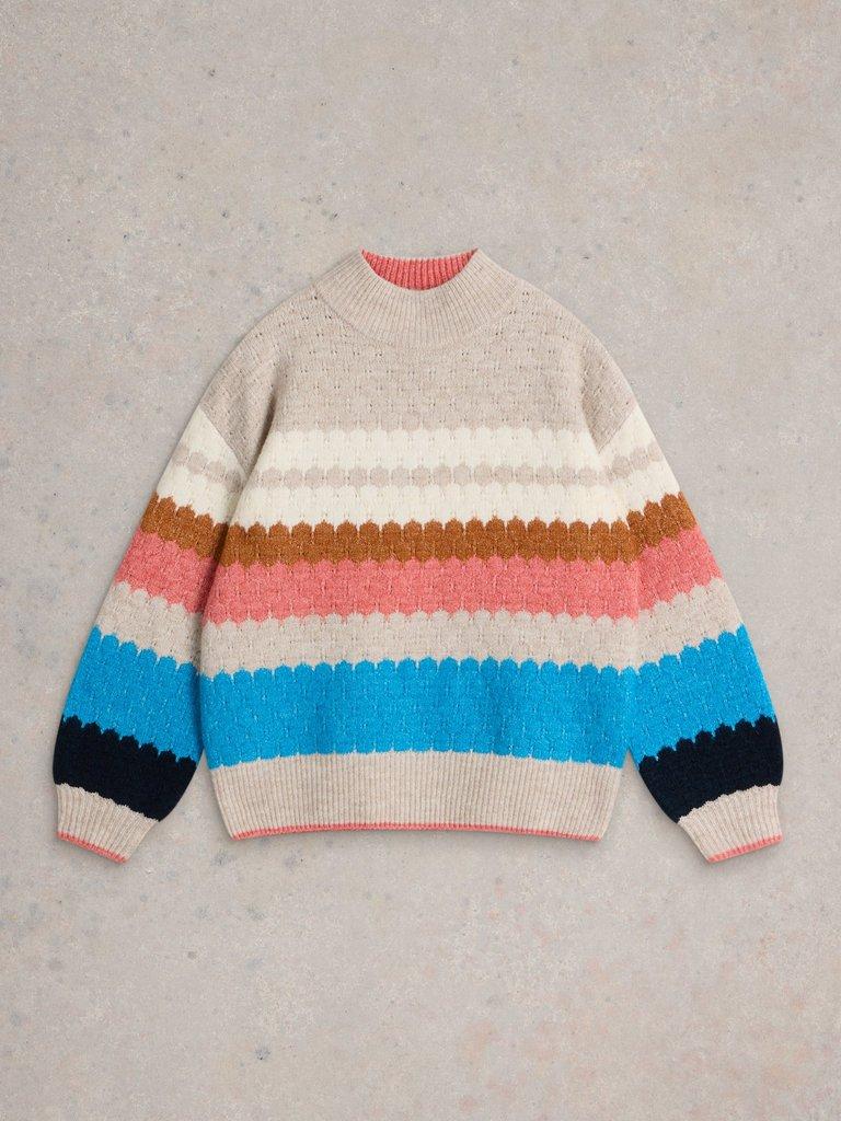 SHELLY COLOUR BLOCK JUMPER in NAT MLT - FLAT FRONT