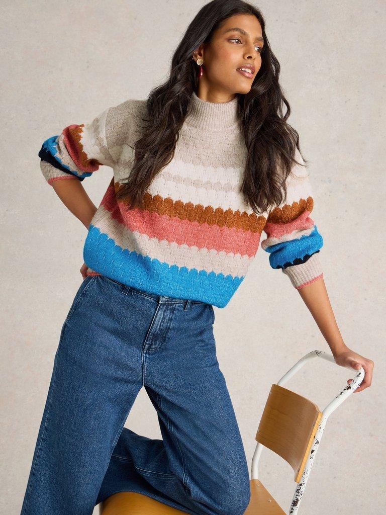 SHELLY COLOUR BLOCK JUMPER in NAT MLT - LIFESTYLE