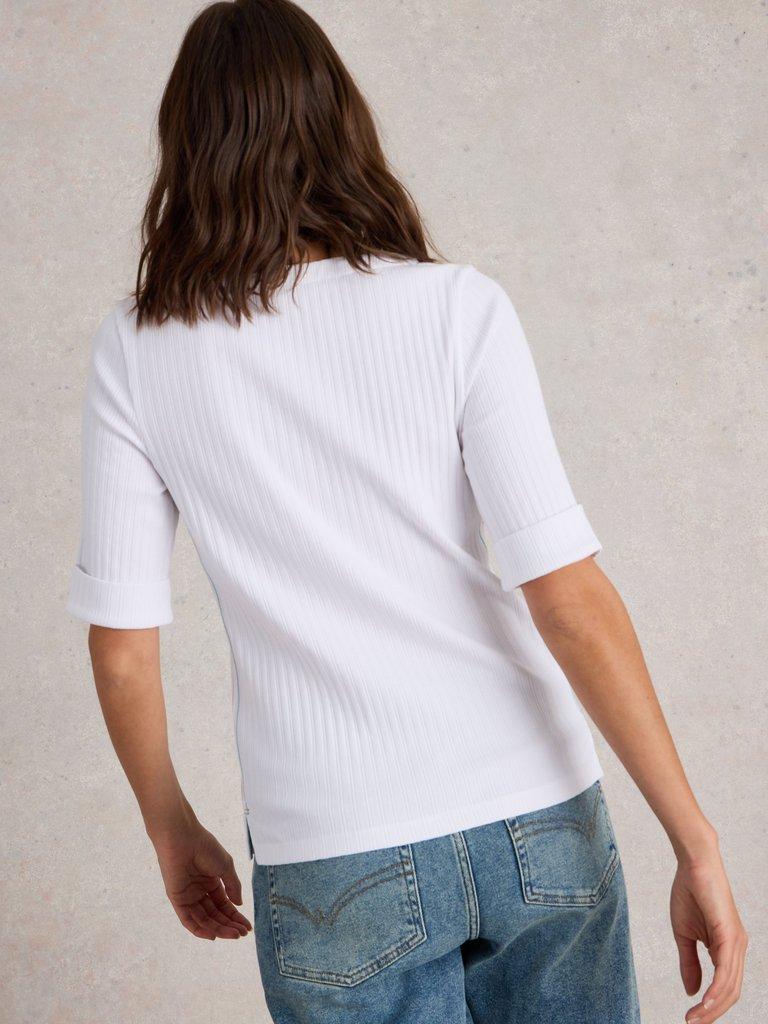 SYDNEY RIB BOAT NECK  in BRIL WHITE - MODEL BACK