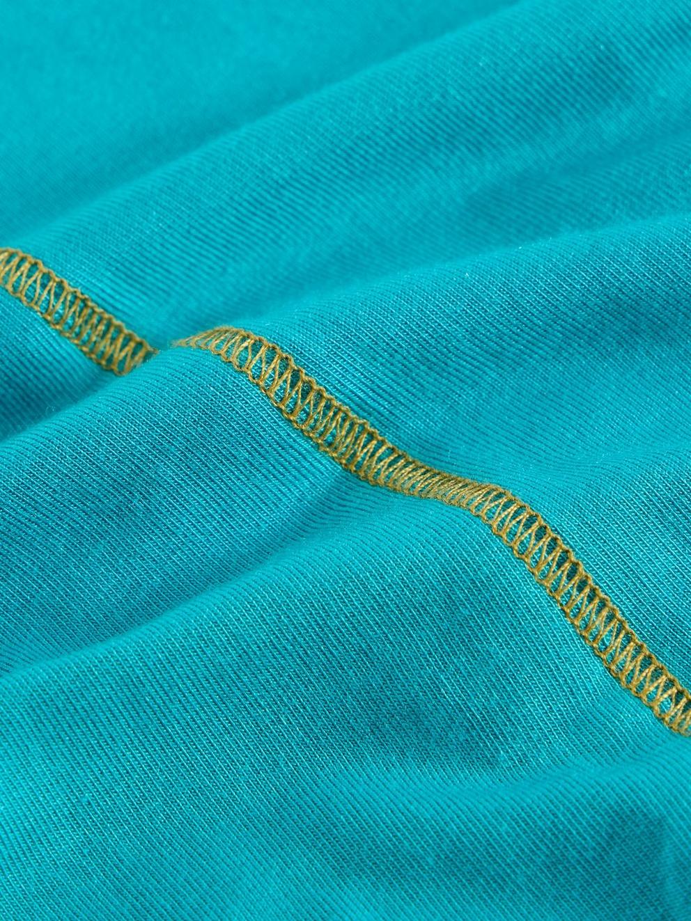 CAMILLE HIGH NECK TEE in BRT TEAL - FLAT DETAIL