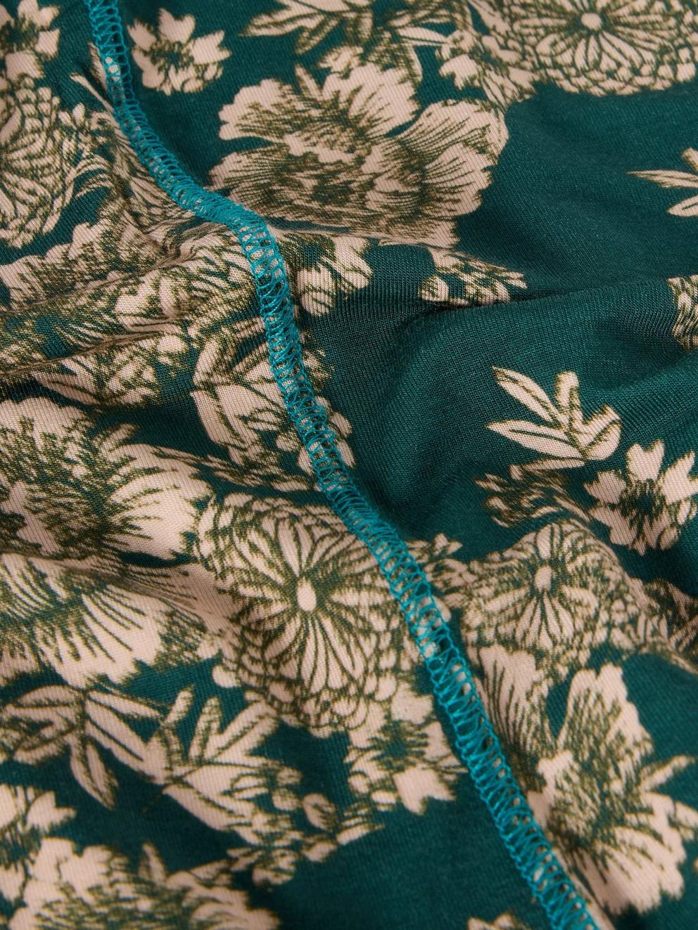 CAMILLE HIGH NECK TEE in GREEN PR - FLAT DETAIL