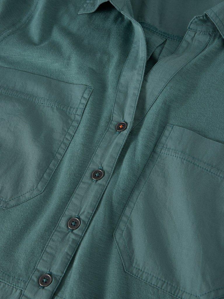 MISSY LONGLINE MIX SHIRT in DUS GREEN - FLAT DETAIL