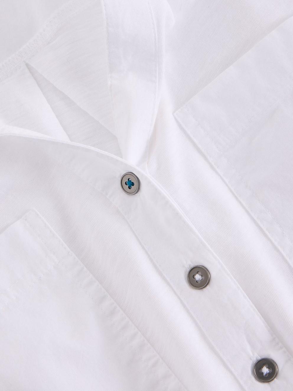 MISSY LONGLINE MIX SHIRT in NAT WHITE - FLAT DETAIL