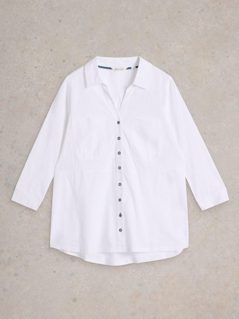 MISSY LONGLINE MIX SHIRT in NAT WHITE - FLAT FRONT