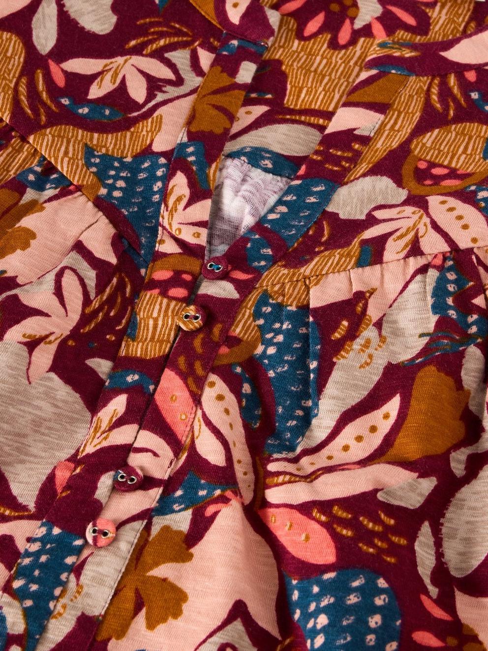TERESA LONGLINE SHIRT in PLUM PR - FLAT DETAIL