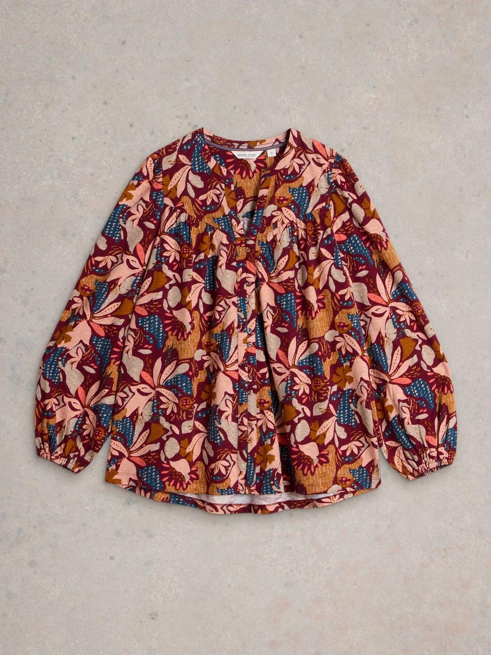 TERESA LONGLINE SHIRT in PLUM PR - FLAT FRONT
