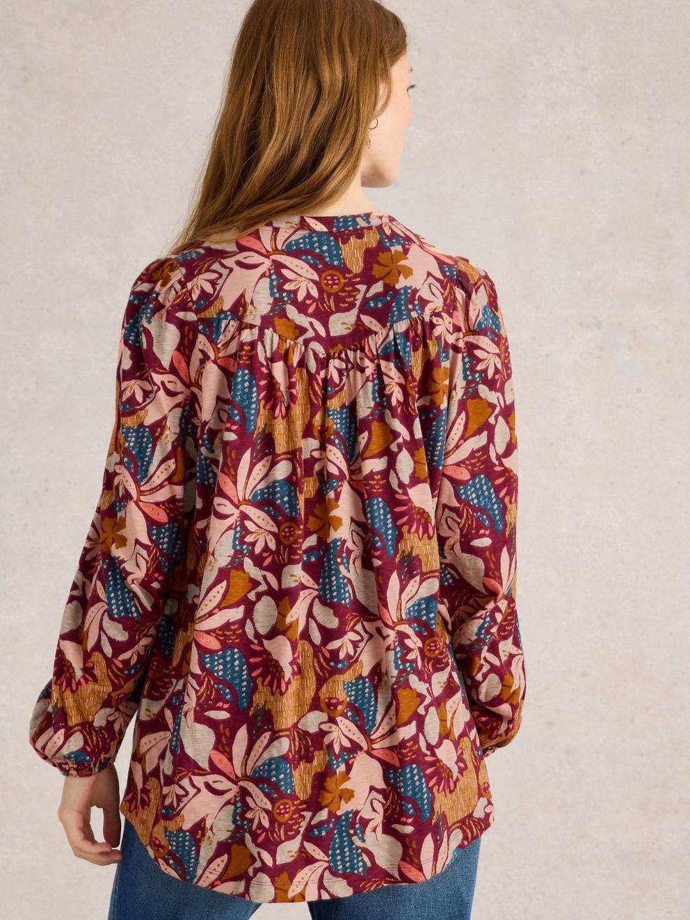 TERESA LONGLINE SHIRT in PLUM PR - MODEL BACK