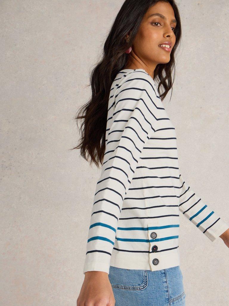 WILLOW STRIPE LS TOP in WHITE MULTI | White Stuff WILLOW STRIPE LS TOP in WHITE MULTI | White Stuff