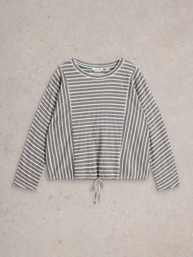 Stripe Tie Hem Top in GREY MLT - FLAT FRONT