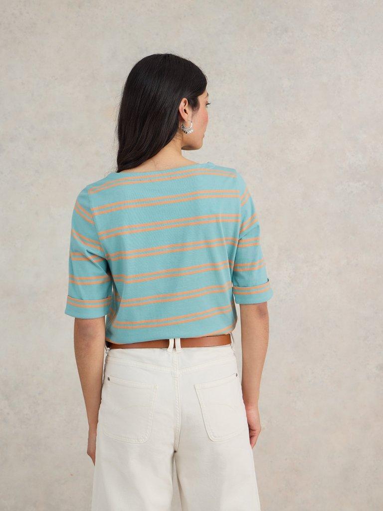 SYDNEY BOAT NECK  in BLUE MLT - MODEL BACK