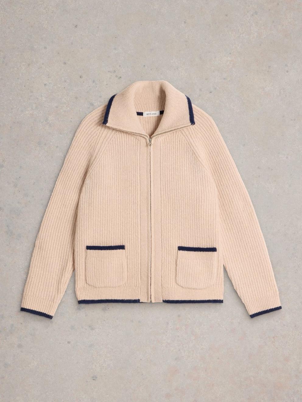 BETTY ZIP THROUGH BOMBER in LGT NAT - FLAT FRONT