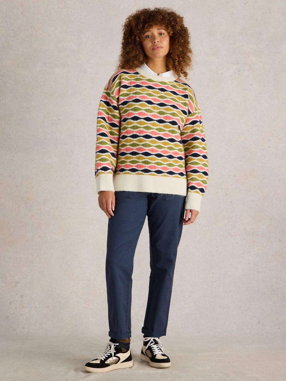 GINA GEO JUMPER in NAT MLT - MODEL FRONT