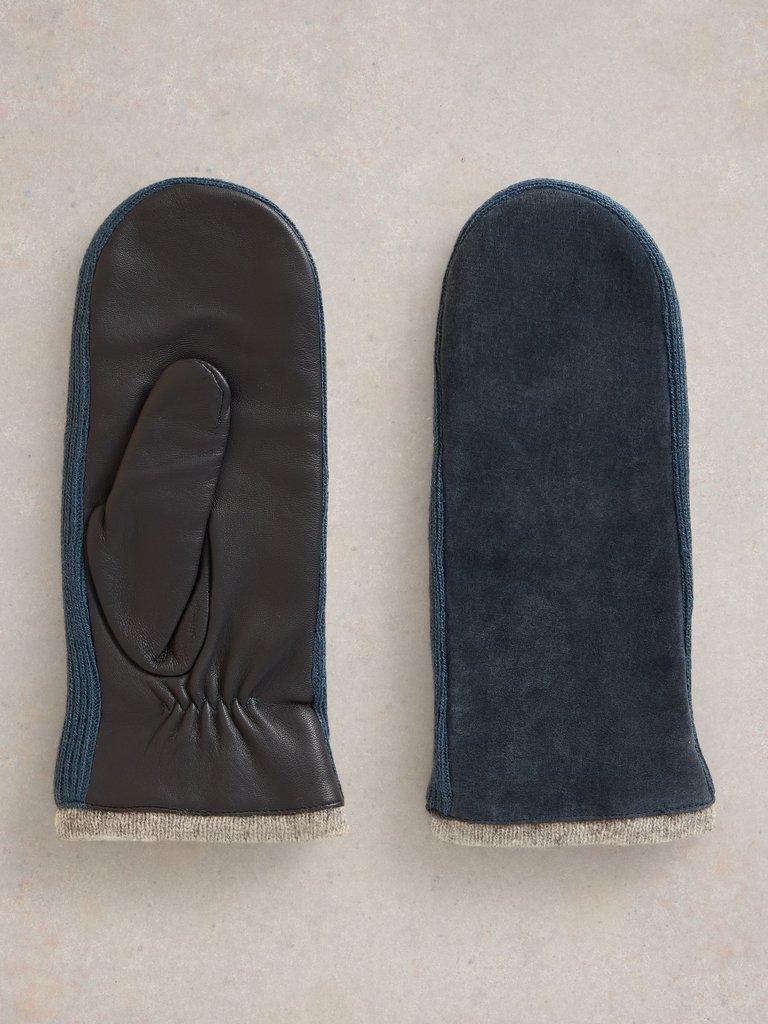 Suede Knitted Mitten in DARK NAVY - FLAT FRONT