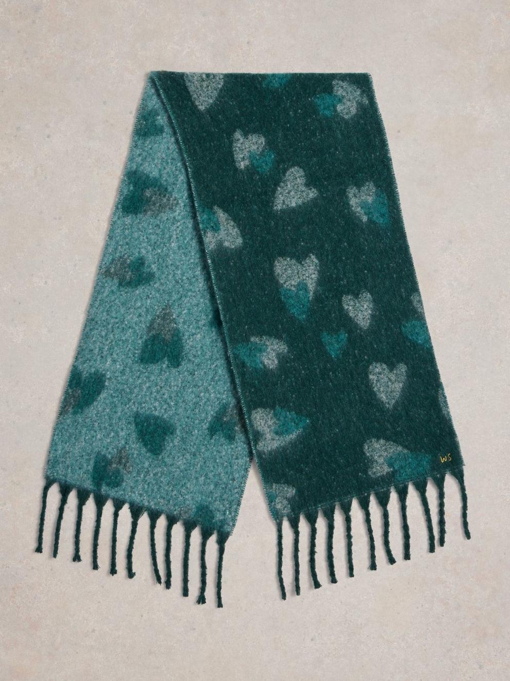 Shelly Brushed Scarf in TEAL MLT - FLAT BACK