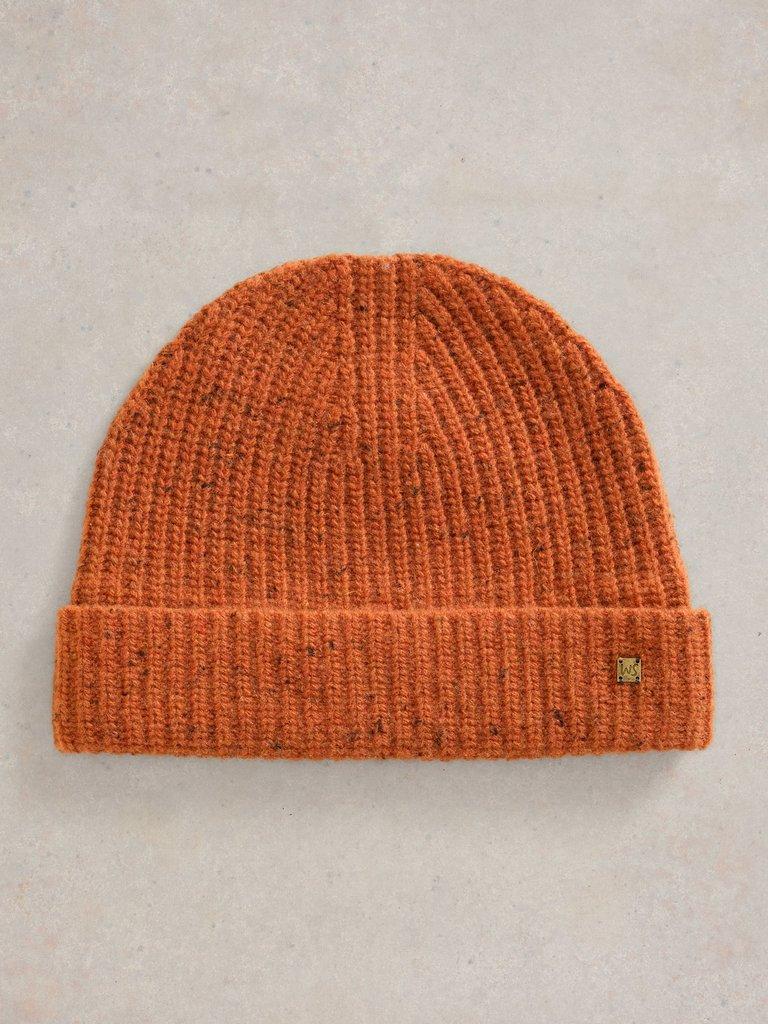 Albie Rib Knit Beanie in DK ORANGE - FLAT FRONT