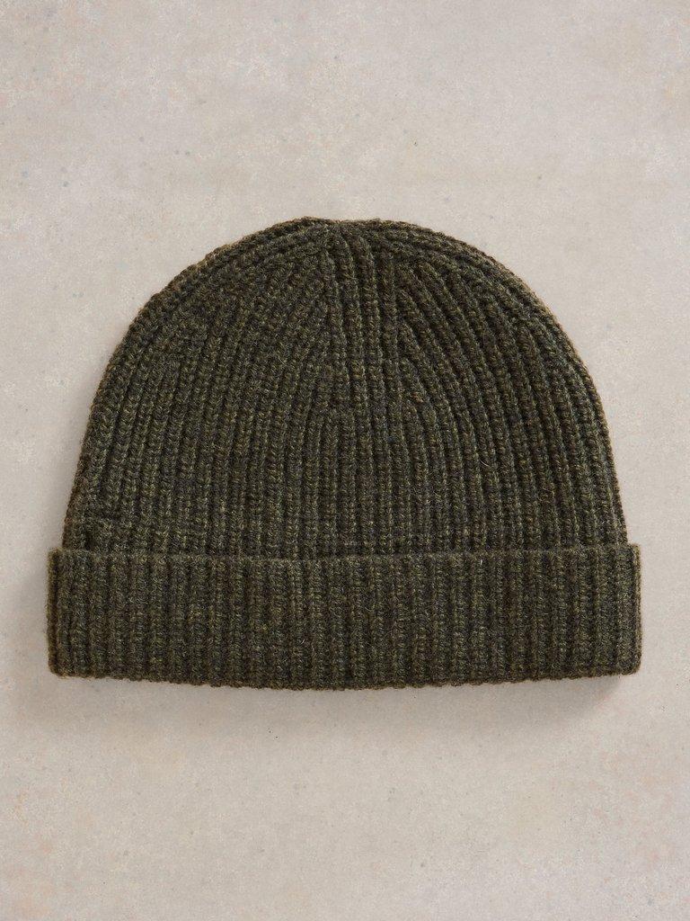 Albie Rib Knit Beanie in GREEN MLT - FLAT DETAIL