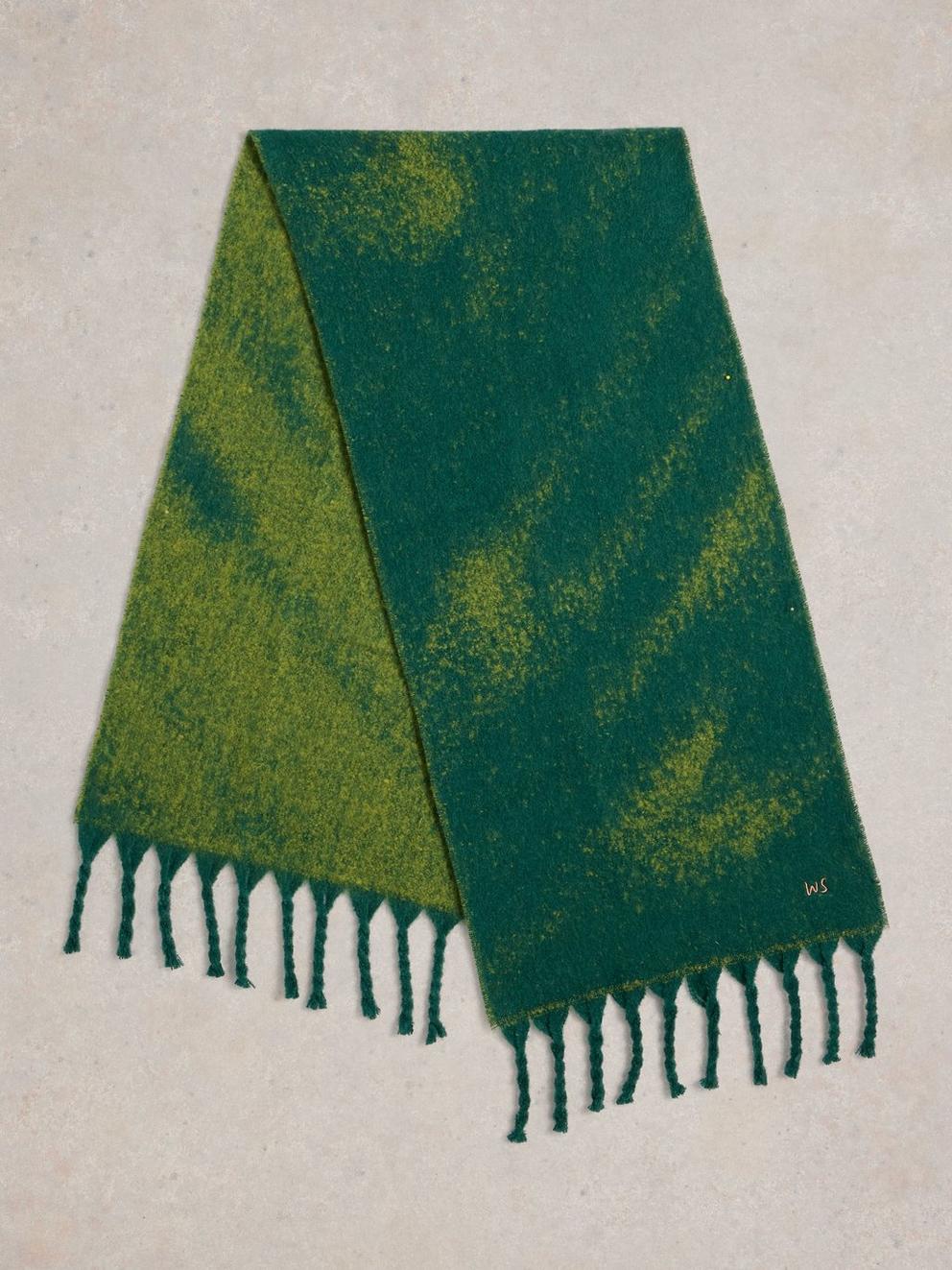 Benny Brushed Scarf in GREEN MLT - FLAT BACK