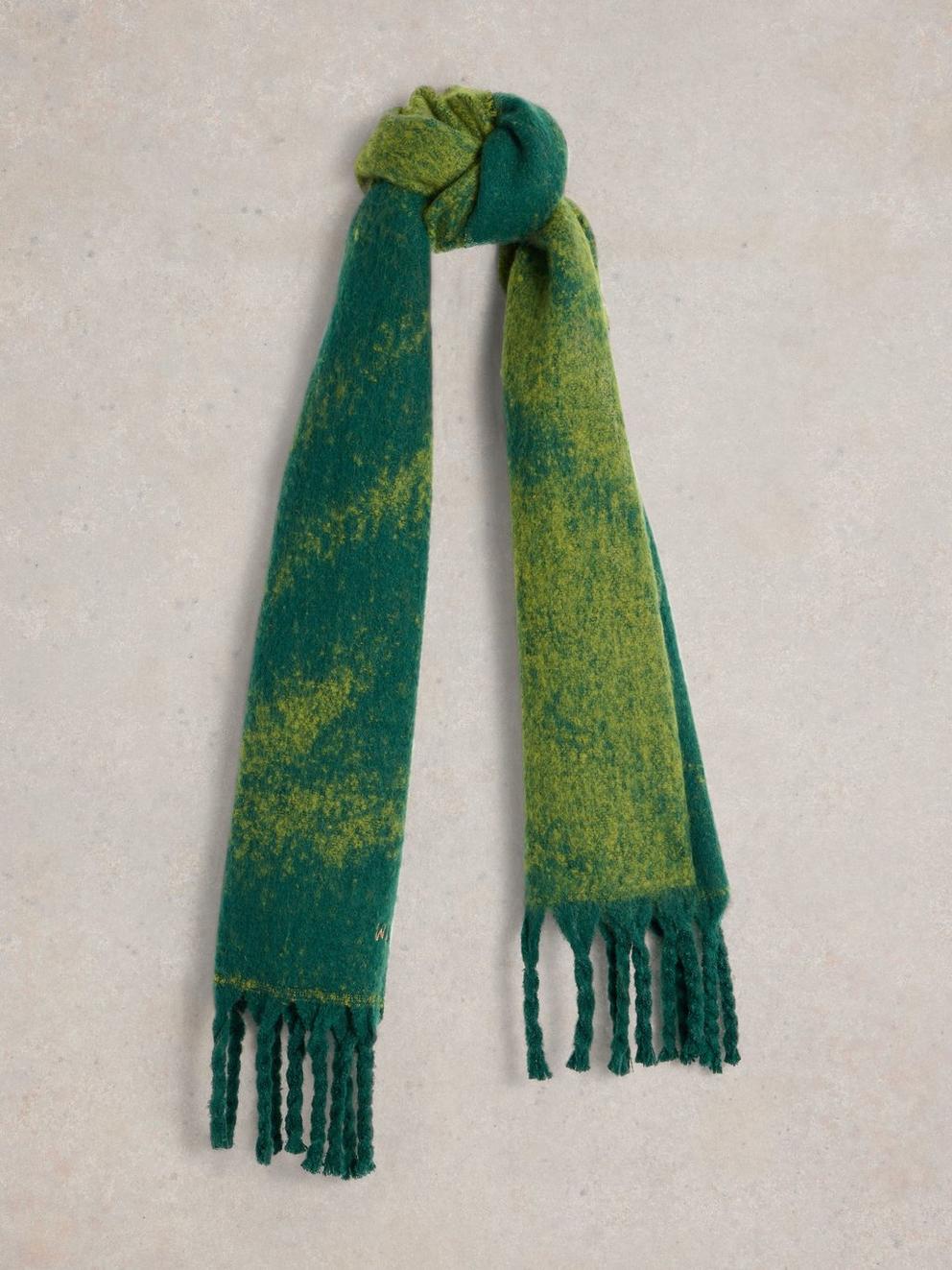 Benny Brushed Scarf in GREEN MLT - FLAT FRONT