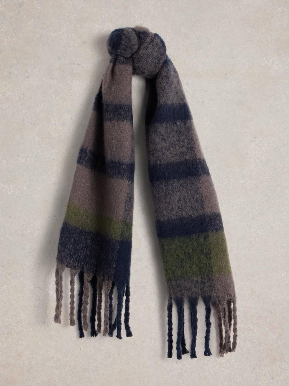 Benny Brushed Scarf in GREY MLT - FLAT FRONT