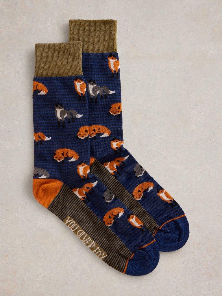 Silver Fox Ankle Sock in NAVY MULTI - FLAT FRONT