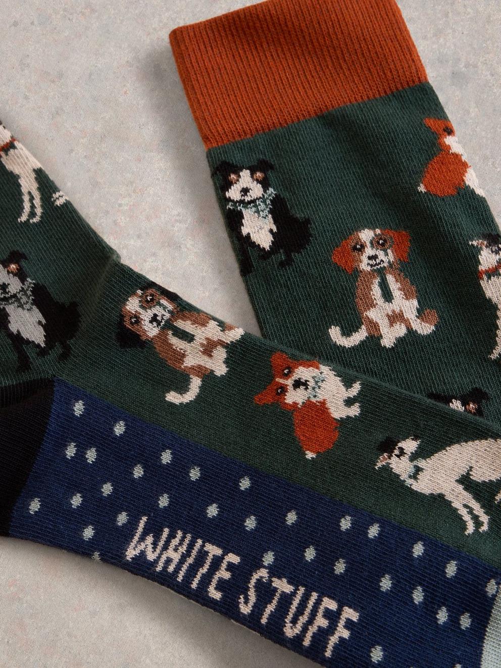 Dapper Dogs Ankle Sock in GREEN MLT - FLAT DETAIL