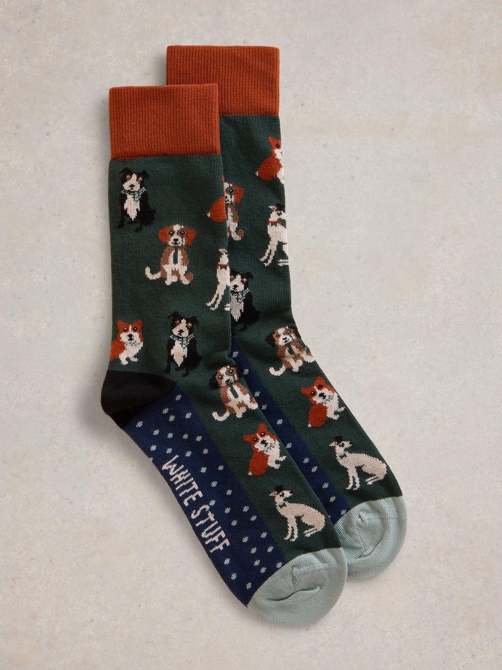 Dapper Dogs Ankle Sock in GREEN MLT - FLAT FRONT