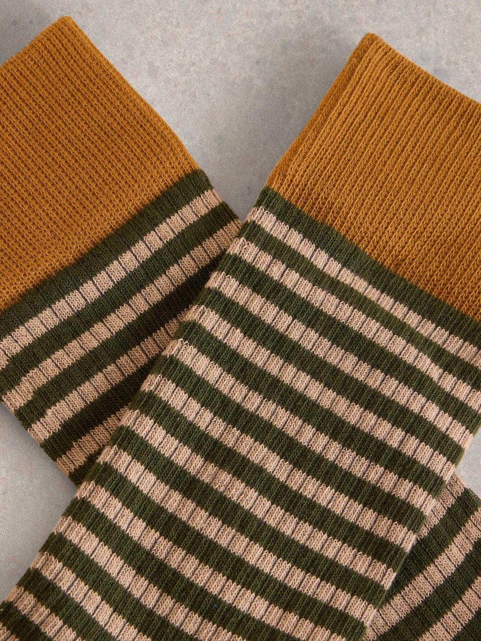 Ribbed Stripe Ankle Sock in GREEN MLT - FLAT DETAIL