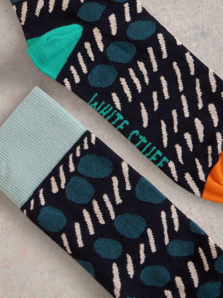 Dash and Dot Ankle Sock in NAVY MULTI - FLAT DETAIL