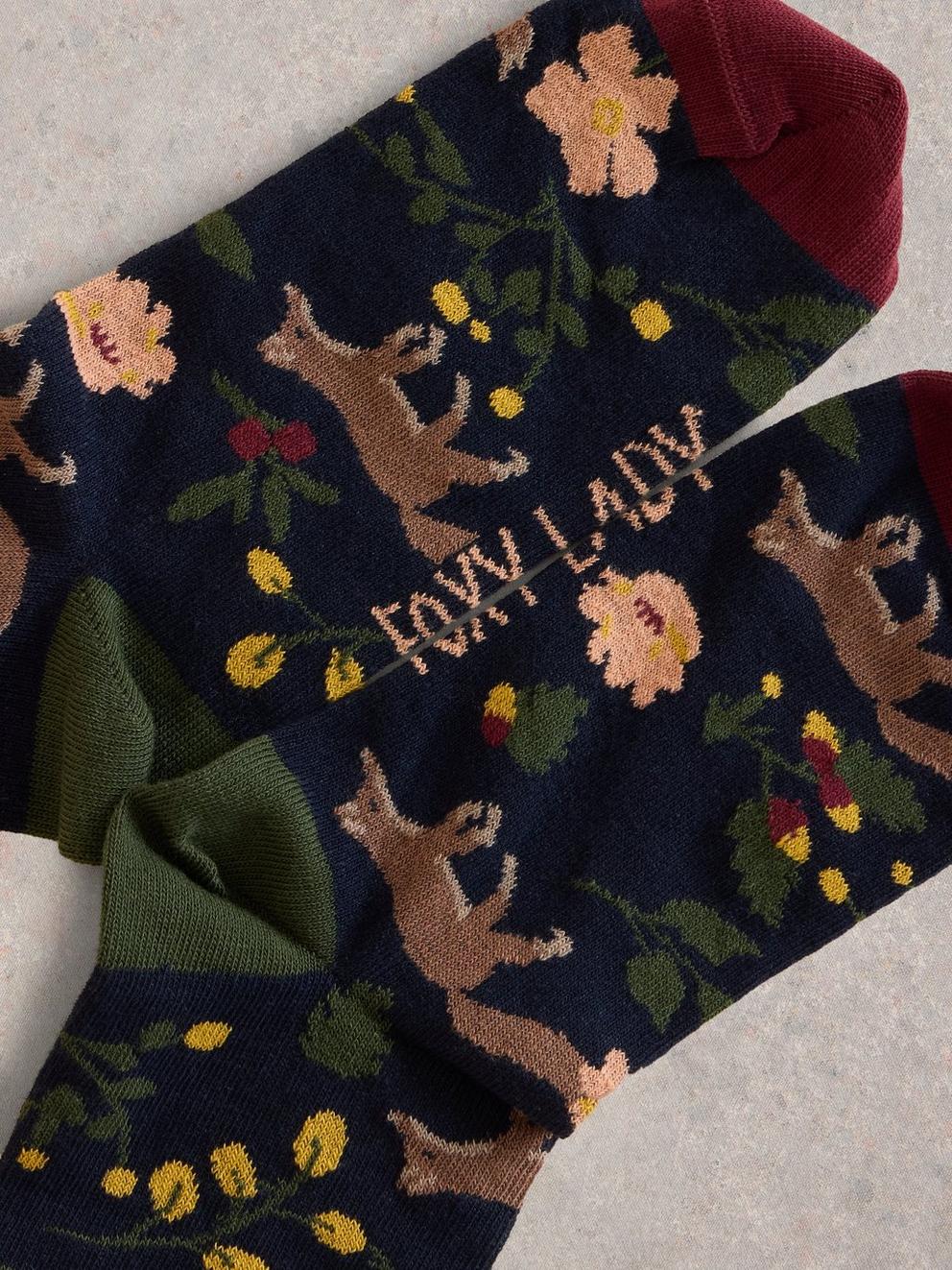 Foxy Lady Ankle Sock in NAVY MULTI - FLAT DETAIL