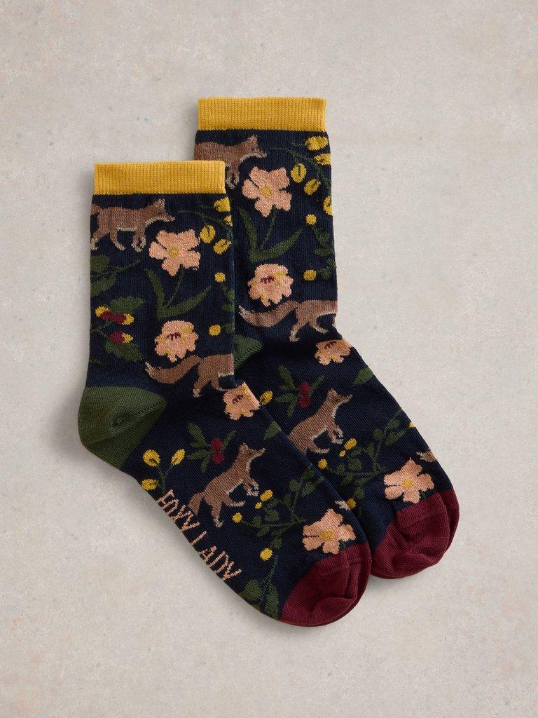 Foxy Lady Ankle Sock in NAVY MULTI - FLAT FRONT