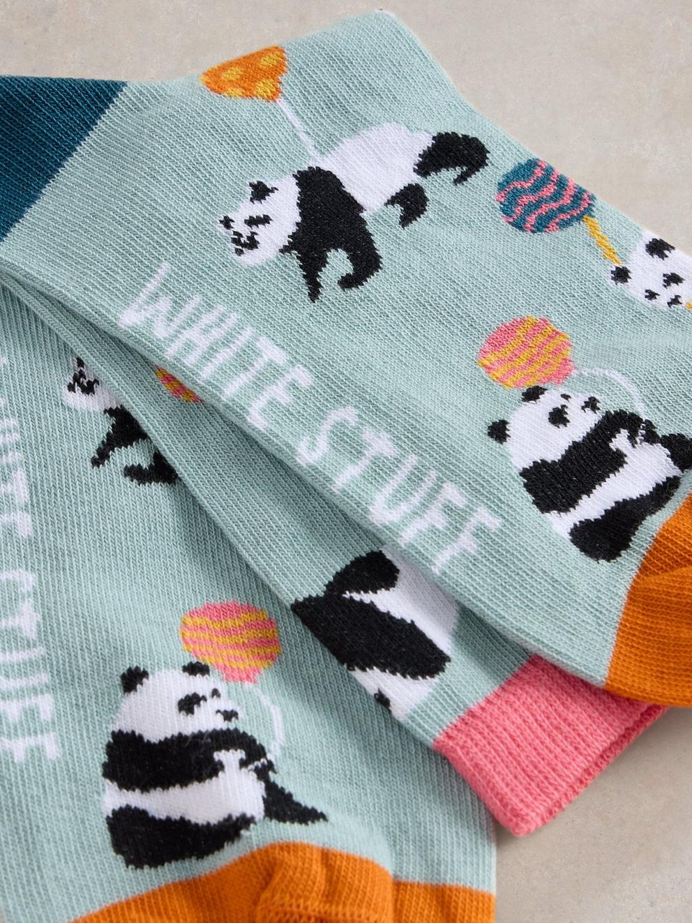 Panda Party Ankle Sock in BLUE MLT - FLAT DETAIL