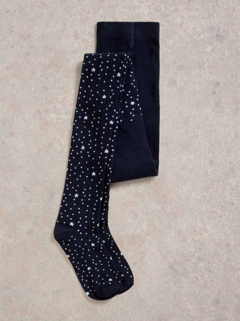 Star Sparkle Cotton Tights in DARK NAVY - FLAT DETAIL