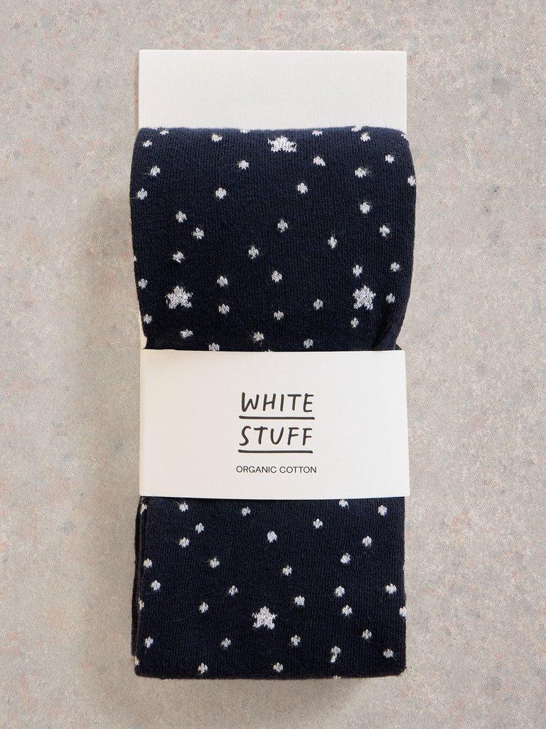 Star Sparkle Cotton Tights in DARK NAVY - FLAT FRONT