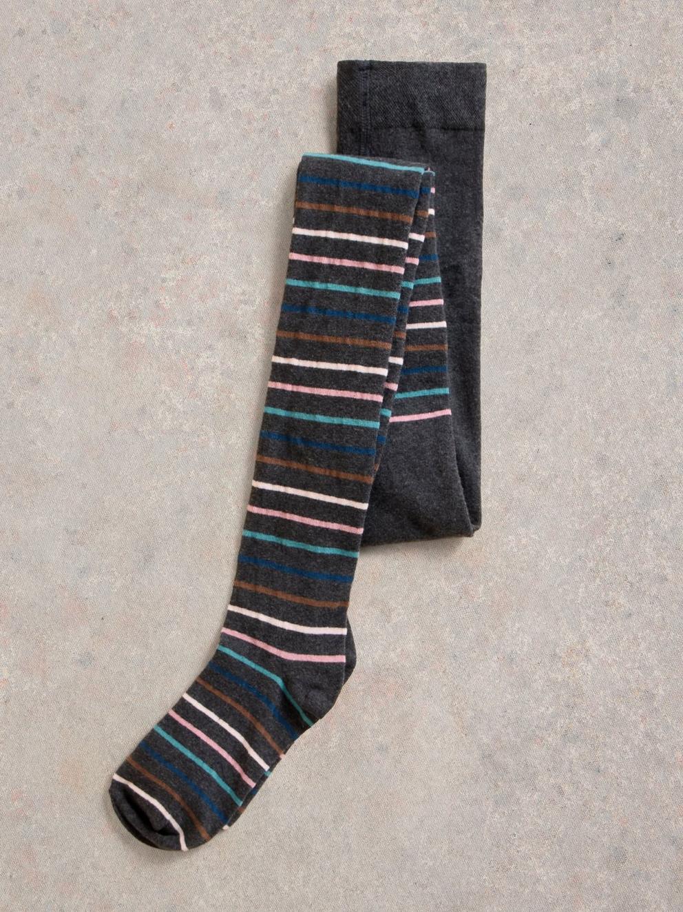 Multi Stripe Cotton Tights in GREY MLT - FLAT DETAIL