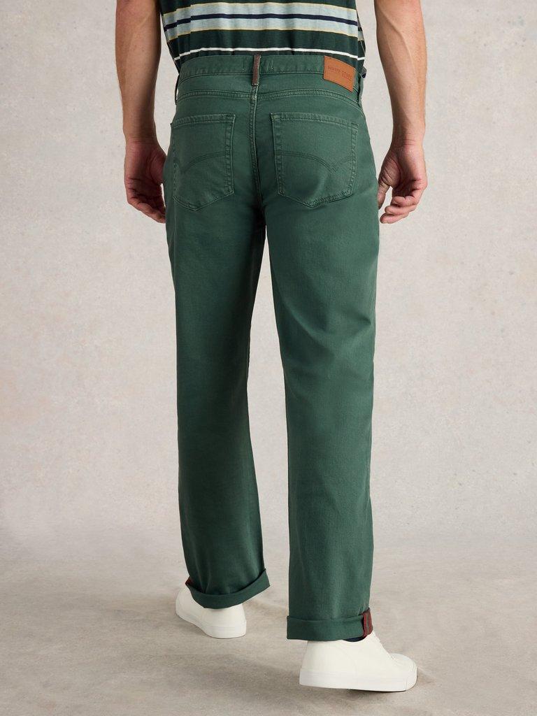 Eastwood Garment Dye Jean in DK GREEN - MODEL BACK