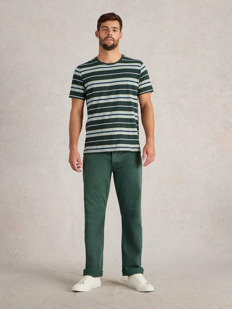 Eastwood Garment Dye Jean in DK GREEN - MODEL FRONT