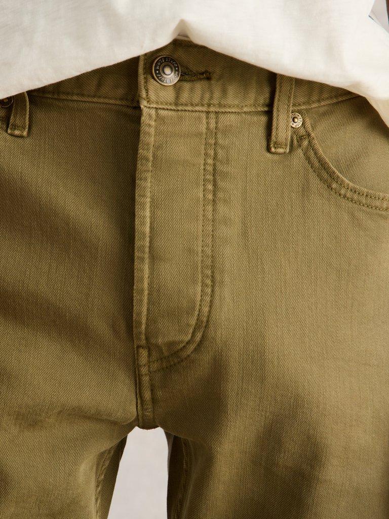 Eastwood Garment Dye Jean in KHAKI GRN - MODEL DETAIL