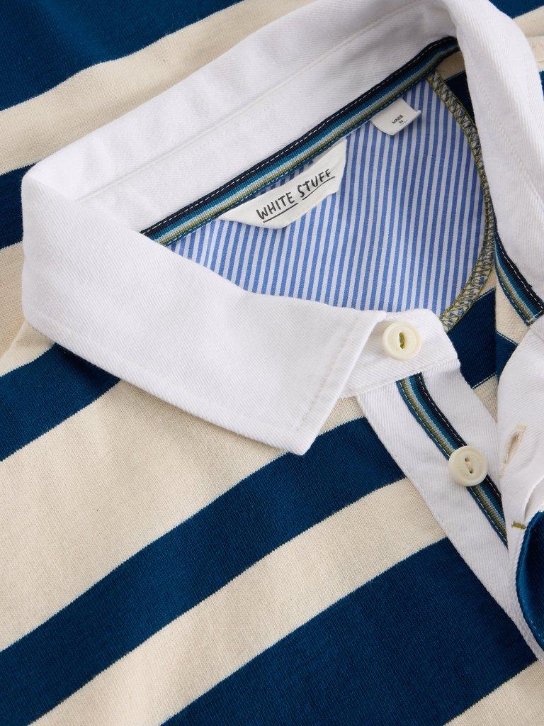 LS Stripe Rugby Shirt in NAVY MULTI - FLAT DETAIL