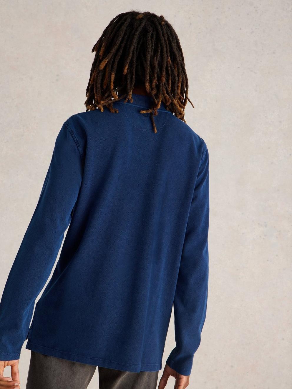 LS Utility Polo in DEEP BLUE - MODEL BACK