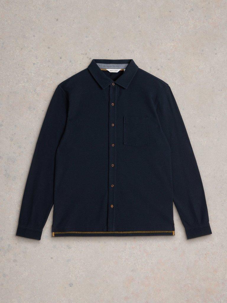 Textured Jersey Shirt in DARK NAVY - FLAT FRONT