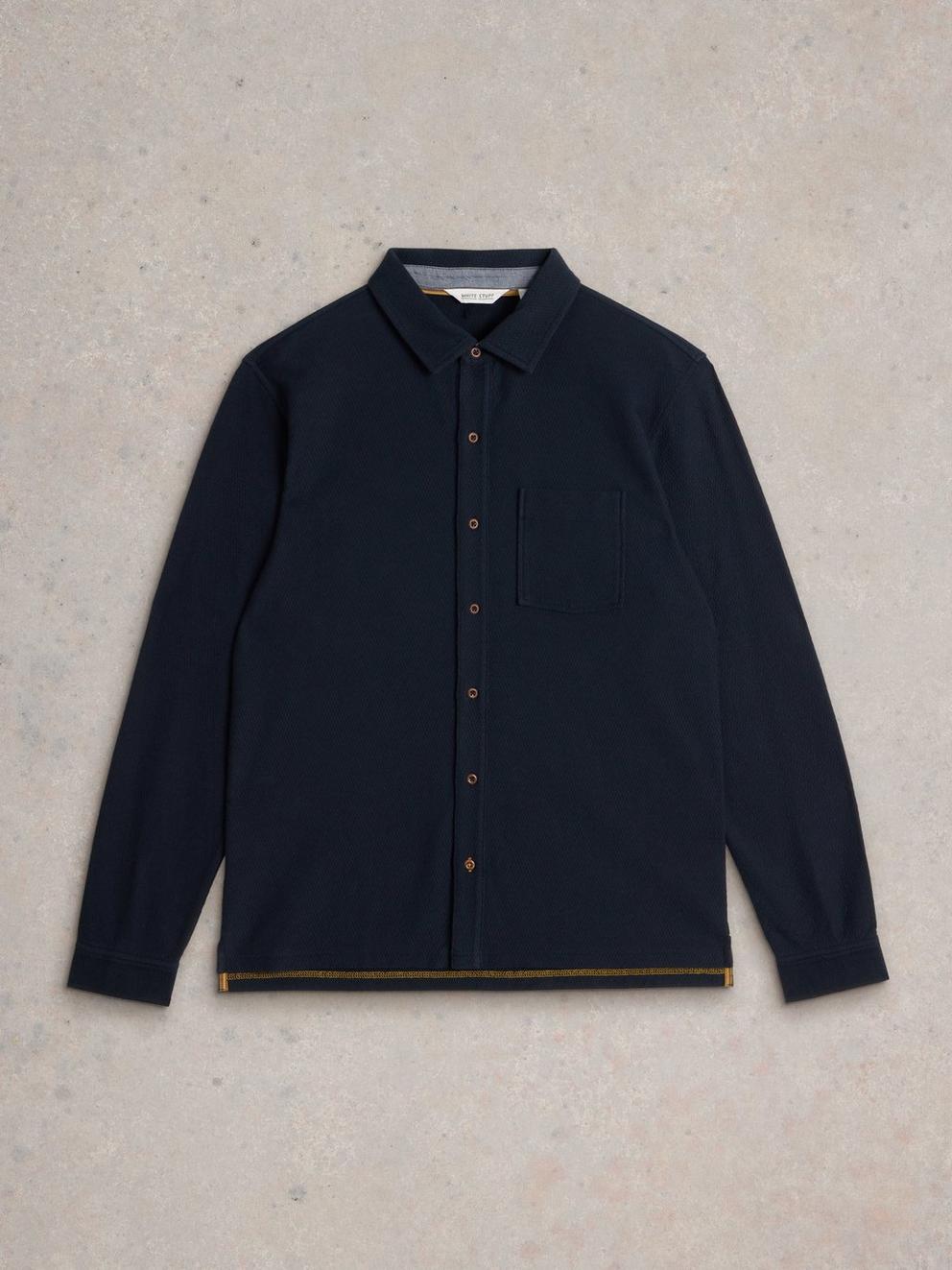 Textured Jersey Shirt in DARK NAVY - FLAT FRONT