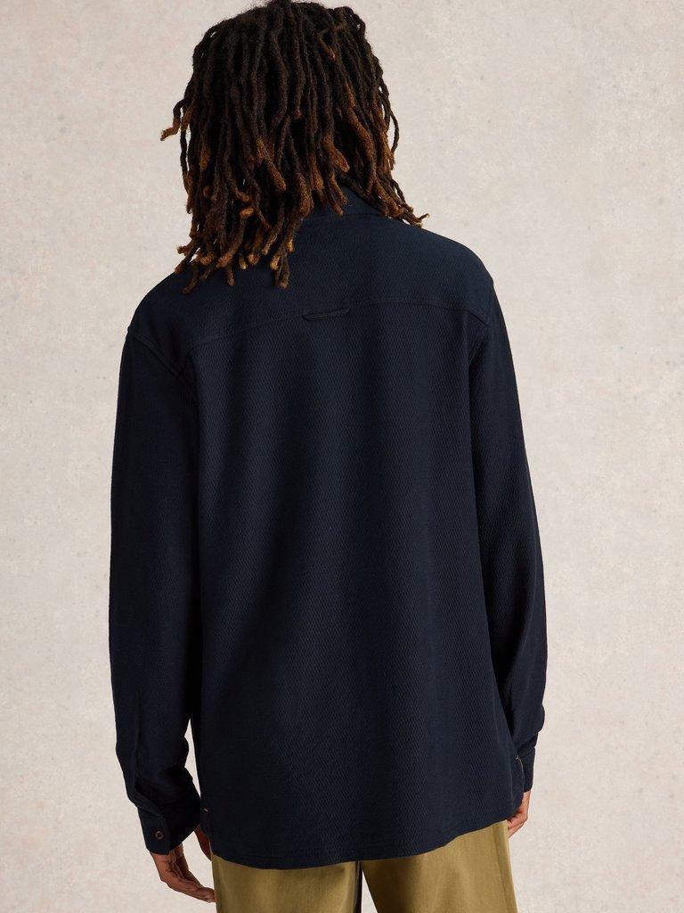 Textured Jersey Shirt in DARK NAVY - MODEL BACK